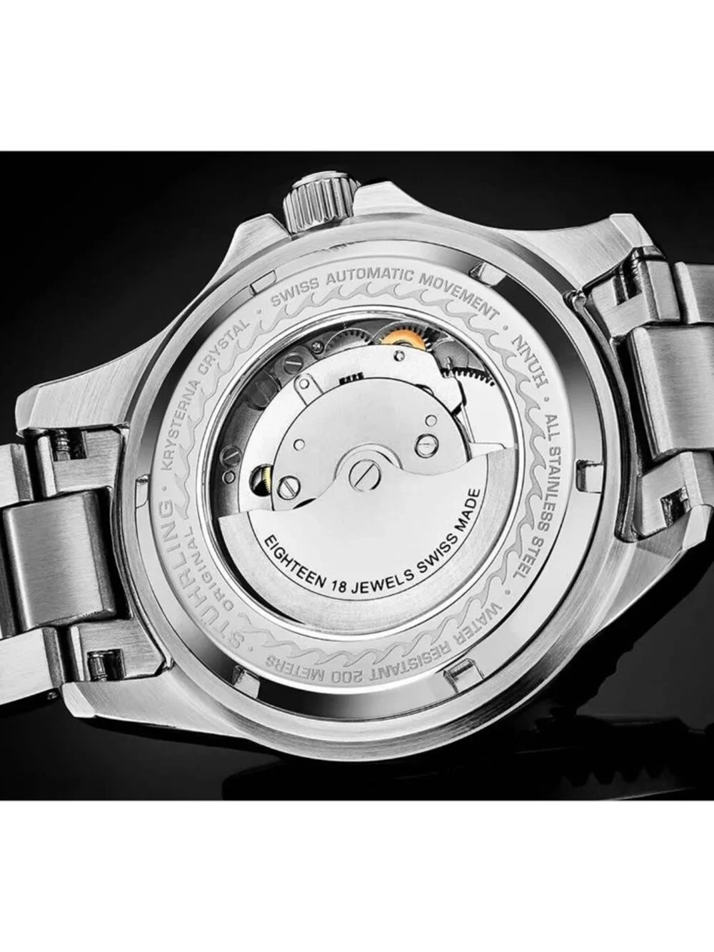 NWT Stuhrling Original Aquadiver Automatic Black Dial Men's Watch